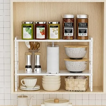 WEJIPP Adjustable Expandable Cabinet Shelf for Organization