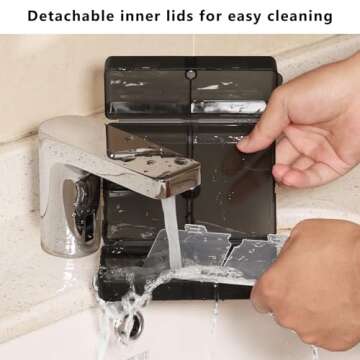 FYY Daily Pill Organizer,7 Compartments Portable Pill Case Travel Pill Organizer,[Folding Design] Large Pill Box for Purse Pocket to Hold Vitamins,Cod Liver Oil,Supplements and Medication-Clear Black