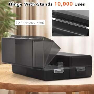 FYY Daily Pill Organizer,7 Compartments Portable Pill Case Travel Pill Organizer,[Folding Design] Large Pill Box for Purse Pocket to Hold Vitamins,Cod Liver Oil,Supplements and Medication-Clear Black