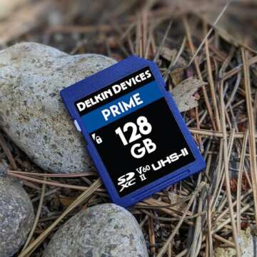 Delkin Devices Prime 128GB SDXC UHS-II Memory Card – 300MB/s Read, 250MB/s Write | Ideal for 8K, 4K, HDR, and 360º Video | High-Performance SD Card for Cameras