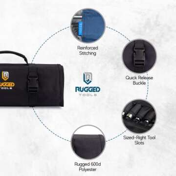 Durable 32 Pocket Tool Roll Organizer for All Professions