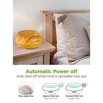 InnoGear 200ml Aromatherapy Essential Oil Diffuser Wood Grain Ultrasonic Cool Mist Diffusers with 7 Color LED Lights Waterless Auto Shut-Off