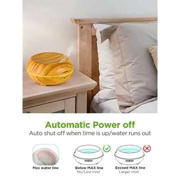 InnoGear 200ml Aromatherapy Essential Oil Diffuser Wood Grain Ultrasonic Cool Mist Diffusers with 7 Color LED Lights Waterless Auto Shut-Off