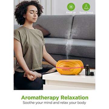 InnoGear 200ml Aromatherapy Essential Oil Diffuser Wood Grain Ultrasonic Cool Mist Diffusers with 7 Color LED Lights Waterless Auto Shut-Off