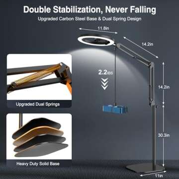 Evershop Ring Light with Stand Overhead Phone Mount Holder,10” Ring Light Tripod for iPhone,Circle Led Selfie Light Phone Camera Stand for Video Recording,Photography, Streaming, Vlog, TikTok,YouTube