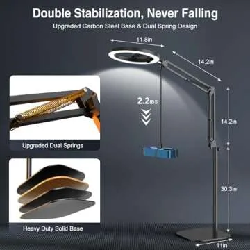 Evershop Ring Light with Stand Overhead Phone Mount Holder,10” Ring Light Tripod for iPhone,Circle Led Selfie Light Phone Camera Stand for Video Recording,Photography, Streaming, Vlog, TikTok,YouTube