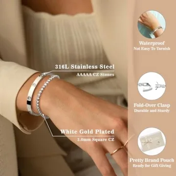 Doubgood Silver Bracelets - Stackable Bangles for Women