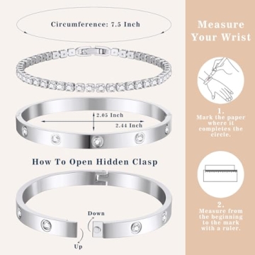 Doubgood Silver Bracelets - Stackable Bangles for Women