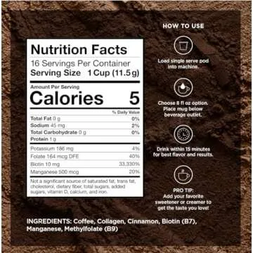 VitaCup Beauty Collagen Coffee Pods for Hair, Skin & Nails, with Biotin & Folate, Medium Dark Roast, Keto Friendly, Recyclable Single Serve Pod Compatible with Keurig K-Cup Brewers,16 Ct