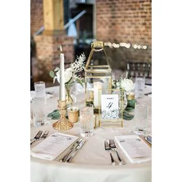 Taper Candlestick Holder Set of 6, Gold Candle Holders & Vintage Candlestick Holders, Glass Candle Holder for Wedding Table Decorations, Birthdays, Christmas Decor