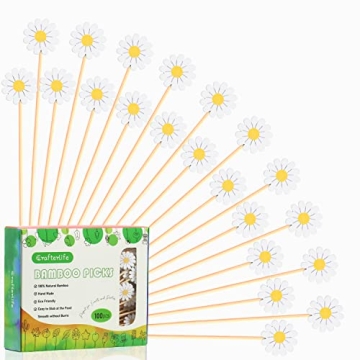 Daisy Cocktail Picks Springtime Floral Decorative Toothpicks for Parties