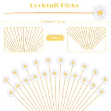 Daisy Cocktail Picks Springtime Floral Toothpicks for Appetizers