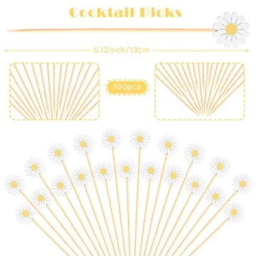 Daisy Cocktail Picks Springtime Floral Toothpicks for Appetizers