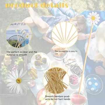 Daisy Cocktail Picks Springtime Floral Toothpicks for Appetizers