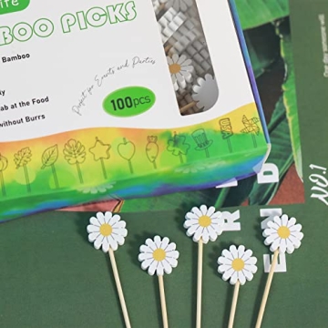 Daisy Cocktail Picks Springtime Floral Toothpicks for Appetizers