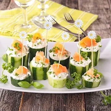 Daisy Cocktail Picks Springtime Floral Toothpicks for Appetizers