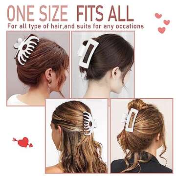 LuSeren Hair Clips, 8pcs Jumbo Non-Slip White Clips for Women