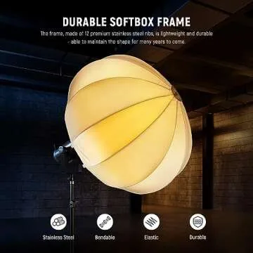 NEEWER 26"/65cm Lantern Softbox, Quick Release 360° Light Diffuser Bowens Mount Softbox with Lightweight Nylon Alloy for RGB CB60 CB60B CB200B MS60B MS60C MS150B Continuous LED Video Lights, NS26L