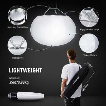 NEEWER 26"/65cm Lantern Softbox, Quick Release 360° Light Diffuser Bowens Mount Softbox with Lightweight Nylon Alloy for RGB CB60 CB60B CB200B MS60B MS60C MS150B Continuous LED Video Lights, NS26L