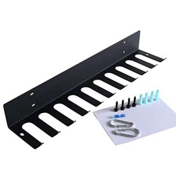 Multi-Purpose Gym Equipment Storage Rack Resistance Bands Storage Hanger Barbell Rack Heavy Duty Gym Rack for Exercise Bands, Lifting Belts and Jump Ropes (23" / 11 prongs)