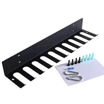 Multi-Purpose Gym Equipment Storage Rack Resistance Bands Storage Hanger Barbell Rack Heavy Duty Gym Rack for Exercise Bands, Lifting Belts and Jump Ropes (23" / 11 prongs)