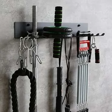 Multi-Purpose Gym Equipment Storage Rack Resistance Bands Storage Hanger Barbell Rack Heavy Duty Gym Rack for Exercise Bands, Lifting Belts and Jump Ropes (23" / 11 prongs)