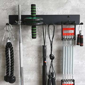 Multi-Purpose Gym Equipment Storage Rack Resistance Bands Storage Hanger Barbell Rack Heavy Duty Gym Rack for Exercise Bands, Lifting Belts and Jump Ropes (23" / 11 prongs)