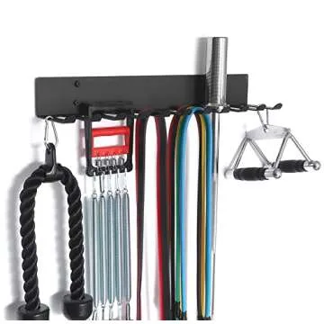 Multi-Purpose Gym Equipment Storage Rack Resistance Bands Storage Hanger Barbell Rack Heavy Duty Gym Rack for Exercise Bands, Lifting Belts and Jump Ropes (23" / 11 prongs)