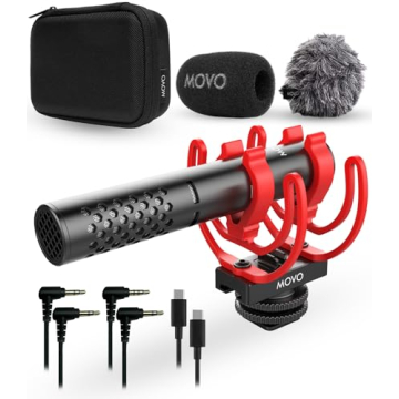 Movo X1-Mini Video Shotgun Mic for Camera - Supercardioid 3.5mm/USB-C Analog/Digital Camera Micropho...