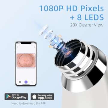 Blackhead Remover Vacuum, Pore Vacuum with 1080p HD Camera, Visible Facial Pore Cleanser with 4 Suct...