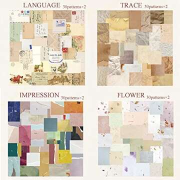 400Pcs Scrapbook Paper Supplies, Vintage Journaling Supplies with 360Pcs Vintage Paper and 40Pcs Stickers, Aesthetic Decorative DIY Craft Paper for Scrapbooking, Travel Journal