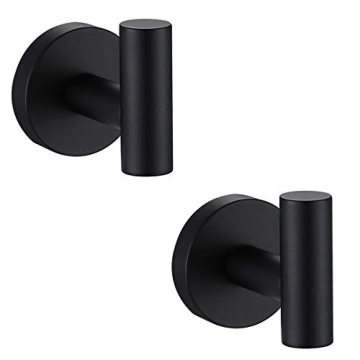[2 Pack] Single Towel Hooks Bathroom, Matte Black Coat Hook, Bathroom Hardware Accessories, Robe Hoo...