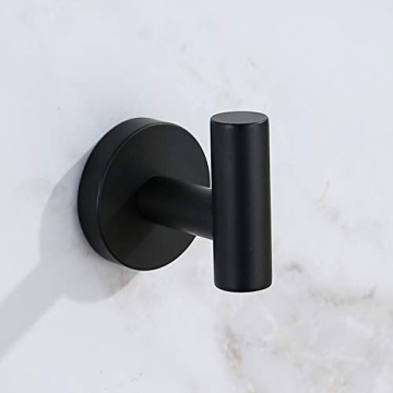 Stylish 2 Pack Single Towel Hooks, Matte Black Durable,