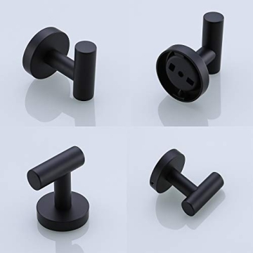 Stylish 2 Pack Single Towel Hooks, Matte Black Durable,