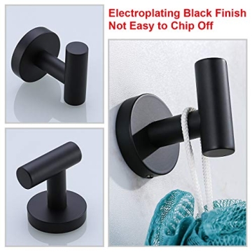 Stylish 2 Pack Single Towel Hooks, Matte Black Durable,