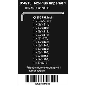 Wera 05021728001 L-key Set for 950 PKL/13 SZ N,MULTI - Ultimate Precision Toolset