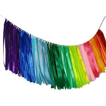 Kingsnow Pastel Rainbow Ribbon Garland 40 inches for Baby Shower, Birthday Party Decoration,Nursery,...