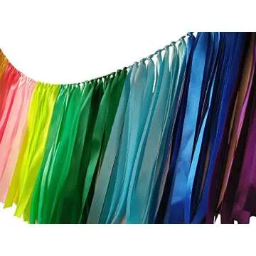 Kingsnow Rainbow Ribbon Garland for Celebrations and Home Decor