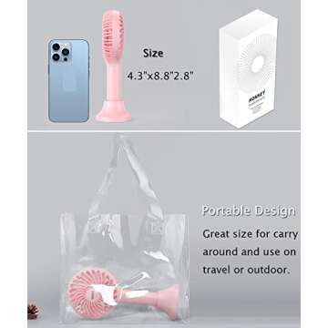 HonHey Handheld Fan, 5000 mAh Portable Fan[8-25H Working Time] with Rechargeable Battery, 4 Speed Personal Cooling Desk Fan with Power Bank, Mini Hand Held Operated Makeup Fan for Women Outdoor