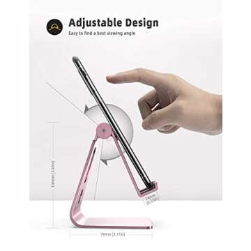 Adjustable Cell Phone Stand - Lamicall Phone Desk Holder, Cradle, Dock, Compatible with iPhone 12 Mini 11 Pro Xs Max XR X 8 7 6 Plus SE Charging, Desktop Accessories - Rose Gold