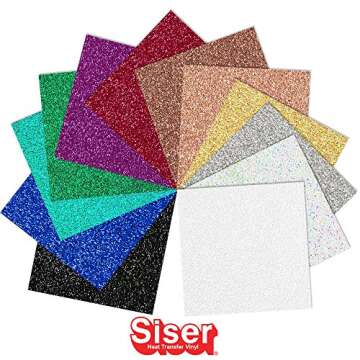 Siser Glitter Heat Transfer (HTV) Vinyl for T-Shirts, 12 Pack, Pack #2