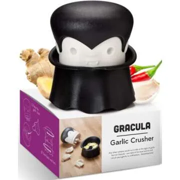 OTOTO Gracula Garlic Crusher and Drac N' Roll Vampire Garlic Roller - Bundle of 2 Fun Kitchen Gadget...