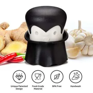OTOTO Gracula Garlic Crusher and Drac N' Roll Vampire Garlic Roller - Bundle of 2 Fun Kitchen Gadgets