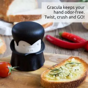 OTOTO Gracula Garlic Crusher and Drac N' Roll Vampire Garlic Roller - Bundle of 2 Fun Kitchen Gadgets