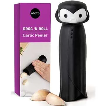 OTOTO Gracula Garlic Crusher and Drac N' Roll Vampire Garlic Roller - Bundle of 2 Fun Kitchen Gadgets