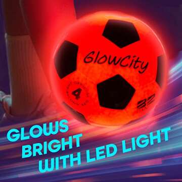 GlowCity Glow in The Dark Soccer Ball for Indoor/Outdoor Fun