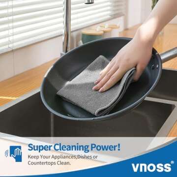 Vnoss Microfiber Cleaning Cloths - 12 Pack for Home & Car