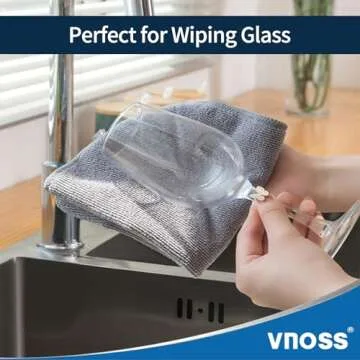 Vnoss Microfiber Cleaning Cloths - 12 Pack for Home & Car