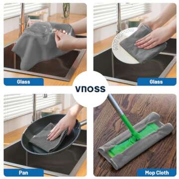 Vnoss Microfiber Cleaning Cloths - 12 Pack for Home & Car