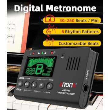 Ulumac Aroma 3 in 1 Metronome Tuner for All Instruments - Guitar, Bass, Violin, Ukulele, Trumpet, Clarinet, Flute, Chromatic - Accurate Digital Tuner, Metronome, Tone Generator, Easy Operation